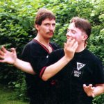 Sifu Heiko Martin und sein SiDai Jan-Holger Nahler 1992 beim Freiluft-Unterricht in Neuwied