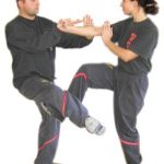 Klassische WingTsun-Pose mit Kollegin Claudia Roderigo 2004