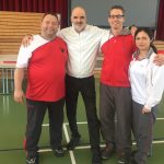 Sifu Jan-Holger Nahler mit Großmeister Kernspecht, Sifu Constantin Mock und Meisterin Natali Kernspecht auf dem großen EWTO-Leadership-Praxisseminar 2017 in Wiesenbach